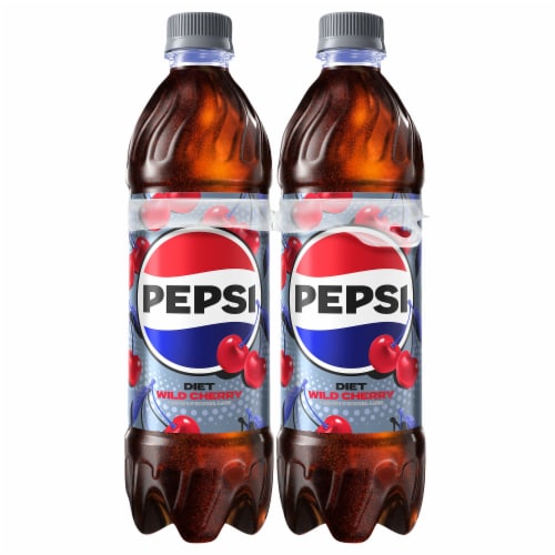 Diet Pepsi Cola Wild Cherry Soda Bottles Perspective: back