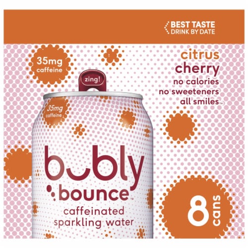 Bubly™ Bounce Caffeinated Citrus Cherry Flavored Sparkling Water Cans Perspective: back