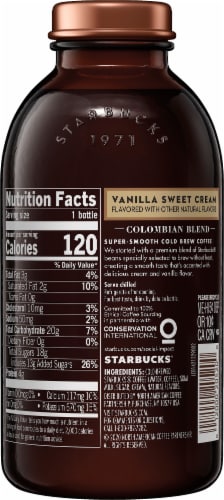 Starbucks RTD Coffee, Cold Brew, Vanilla Sweet Cream , 11oz Glass Bottles (6 Pack)