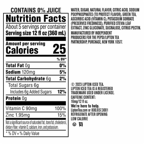 Liption Immune Support Pinneapple Mango Green Tea Iced Tea Perspective: back