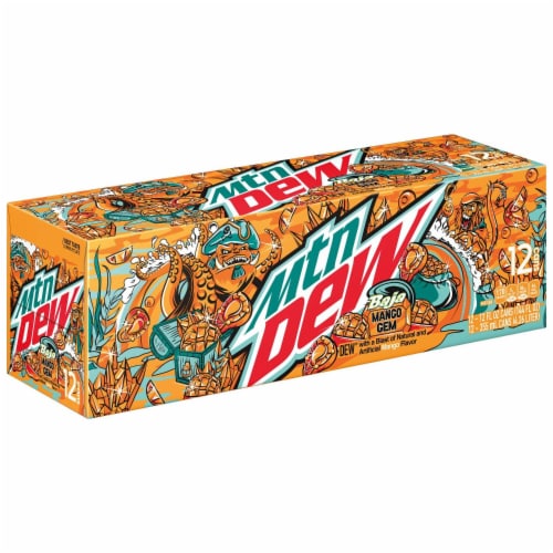 Mountain Dew Baja Mango Gem Soda Cans Perspective: back