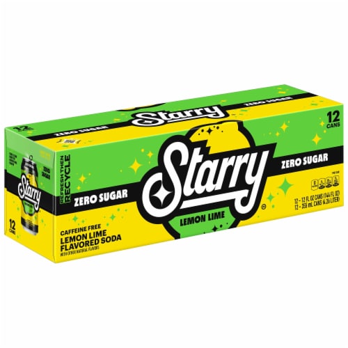 Starry™ Zero Sugar Lemon Lime Caffeine Free Soda Cans Perspective: back