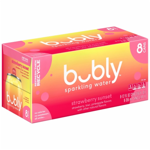 Bubly™ Strawberry Sunset Flavored Sparkling Water Cans Perspective: back