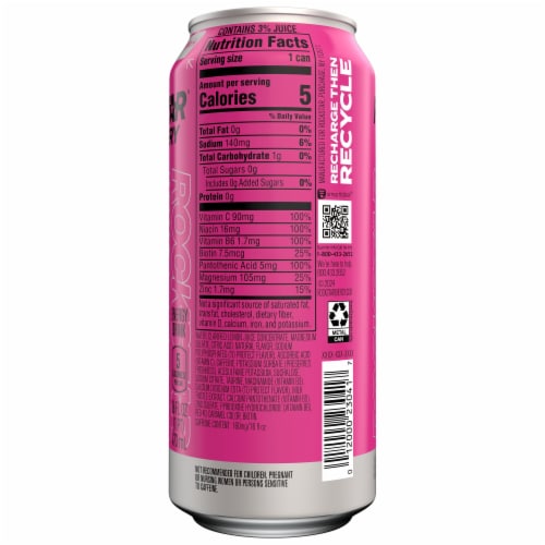 Rockstar® Recovery Raspberry Lemonade Energy Drink Can Perspective: back