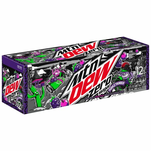 Mountain Dew Purple Thunder Zero Sugar Soda Cans Perspective: back