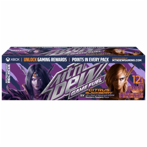Mountain Dew® Game Fuel Citrus Blackberry Soda Cans Perspective: back
