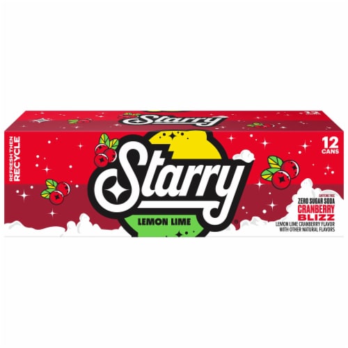 Starry® Zero Sugar Cranberry Blizz Soda Cans Perspective: back