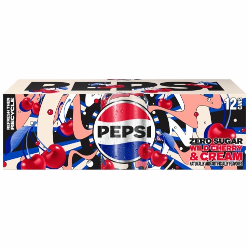 Pepsi® Zero Sugar Wild Cherry & Cream Soda Cans Perspective: back