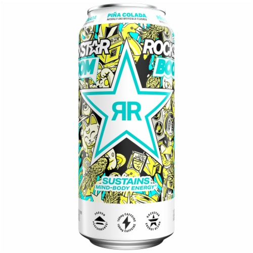 Rockstar® Boom Pina Colada Energy Drink Can Perspective: back