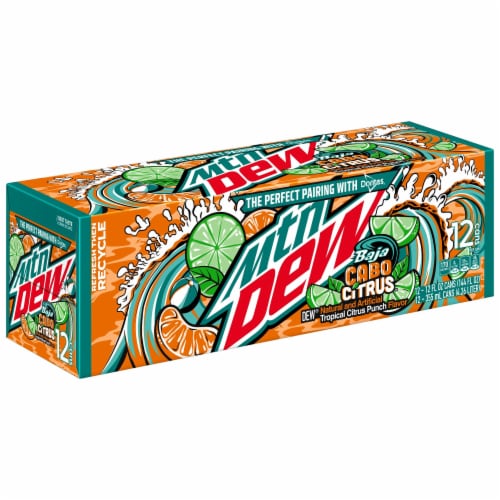 Mountain Dew® Baja Blast Cabo Citrus Soda Cans Perspective: back