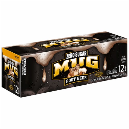 Mug® Zero Sugar Root Beer Soda Cans Perspective: back