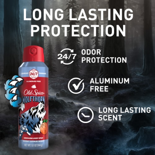 Old Spice Wild Collection for Men Aluminum-Free Body Spray Wolfthorn Scent Perspective: back