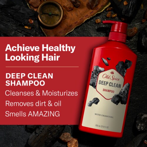 Old Spice Deep Clean Shampoo for Men with Charcoal Fresh and Clean Scent Perspective: back