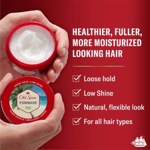 Old Spice Men's Fiji Hair Styling Pomade, Loose Hold, Low Shine Perspective: back