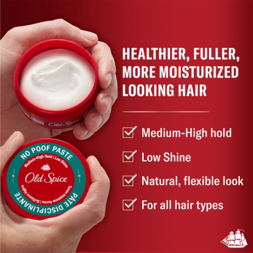 Old Spice Men's No-Poof Paste, Medium-High Hold with Low Shine Perspective: back