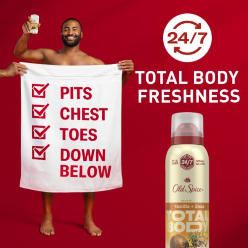 Old Spice Total Body Deodorant Aluminum Free Vanilla + Shea Dermatologist Tested Full Body Deodorant Perspective: back