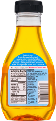 Wholesome Sweeteners Organic Blue Agave Perspective: back