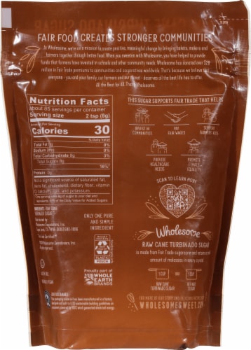 Wholesome™ Sweeteners Natural Raw Cane Turbinado Sugar Perspective: back