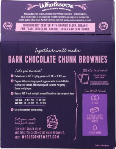 Wholesome™ Organic Dark Chocolate Chunk Brownie Mix Perspective: back