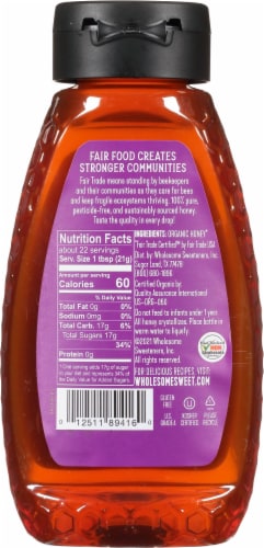 Wholesome™ Sweeteners Fair Trade Organic Raw Unfiltered Honey Perspective: back