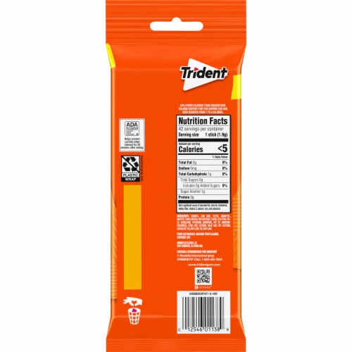Trident Tropical Twist Sugar Free Chewing Gum Perspective: back