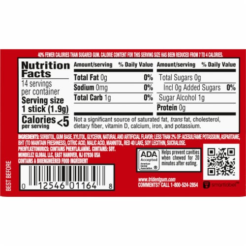 Trident Sugar Free Strawberry Twist Gum Perspective: back