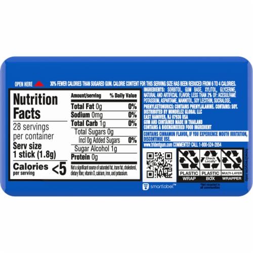 Trident Pocket Pack Sugar Free Original Gum Perspective: back