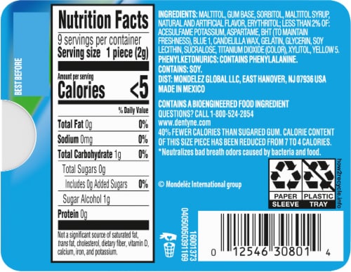 Dentyne Pure Sugar-Free Mint Gum Perspective: back