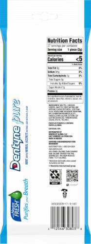 Dentyne Pure Mint with Herbal Accents Sugar Free Gum Perspective: back