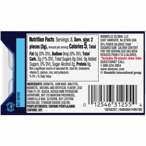 Dentyne Ice Peppermint Sugar Free Gum Perspective: back