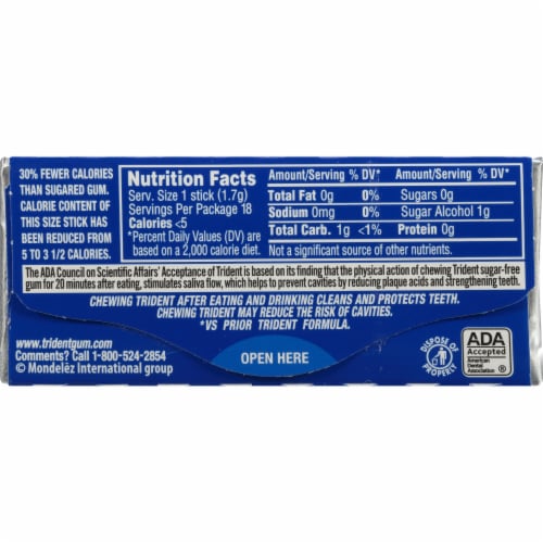Trident Original Flavor Sugar Free Gum Perspective: back