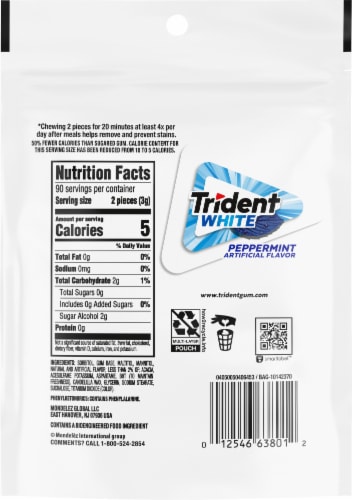 Trident White Peppermint Gum Perspective: back
