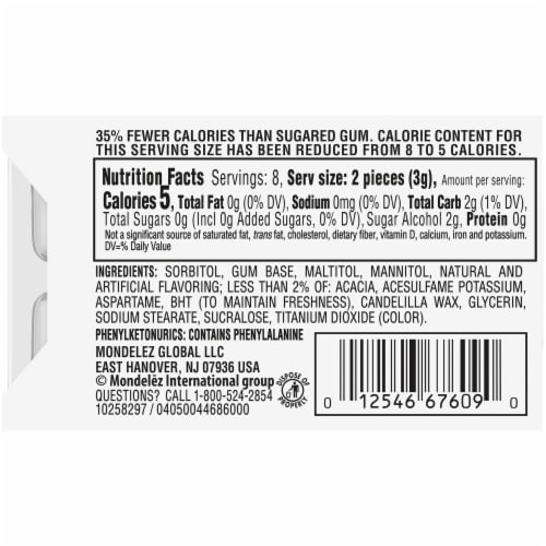Trident White Peppermint Sugar Free Gum Perspective: back