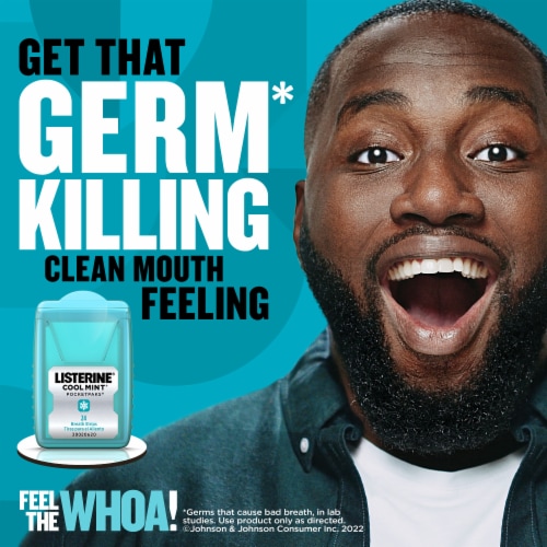 Listerine Pocketpaks Cool Mint Flavor Portable Breath Strips for Bad Breath On-the-Go Perspective: back