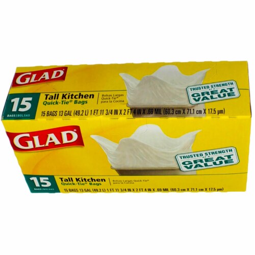 Glad Tall Kitchen Bags, Quick-Tie, 15 Bags, 1 - Ralphs