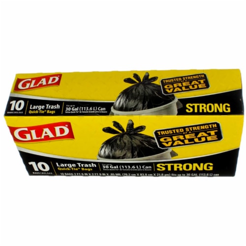 Glad Strong Quick-Tie 30 Gallon Large Trash Bags Perspective: back