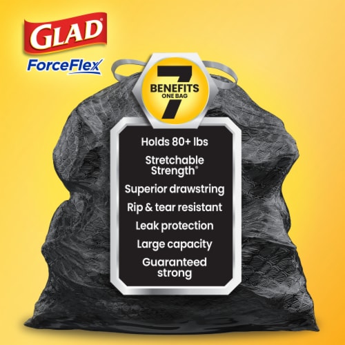 Glad Large Drawstring Trash Bags, ForceFlex with Clorox, 30 Gallon, Mountain Air, 50 Count