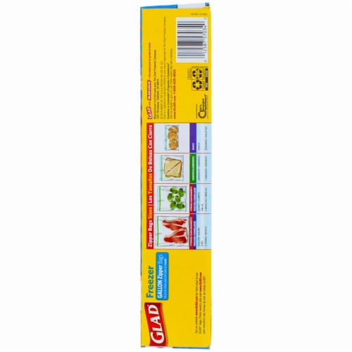 Glad Zipper Freezer Bags, Gallon Size, 15 ct Perspective: back