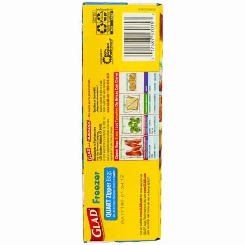 Glad Zipper Freezer Bags, Quart Size 20 bags Perspective: back
