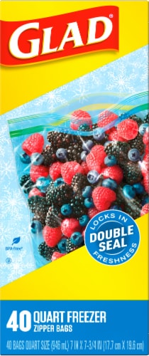 Glad® Zipper Freezer Storage Plastic Bags Perspective: back
