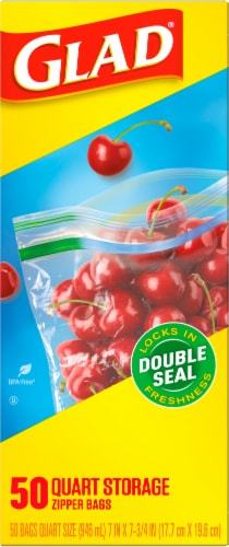 Glad Extra Wide Seal Quart Size Zipper Storage Bags Perspective: back