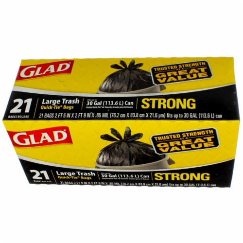 Glad Strong Quick-Tie Large Trash Bags - 30 Gallon - 21 Count Perspective: back