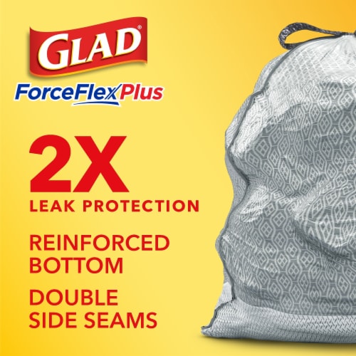 Glad ForceFlexPlus Tall Kitchen Drawstring Lavender with Febreze Trash Bags Perspective: back