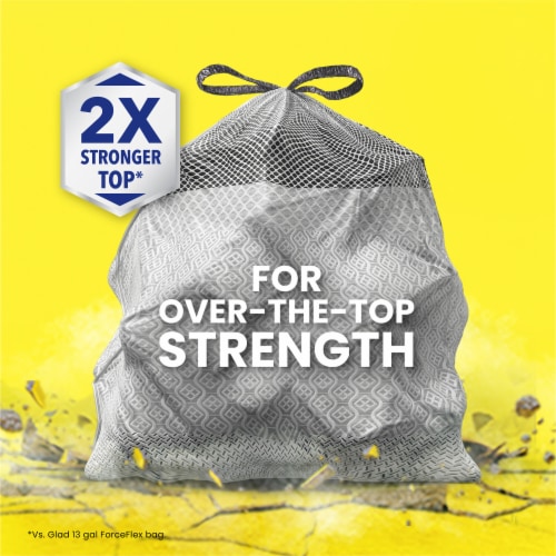 Glad ForceFlex MaxStrength with Febreze Fresh Clean Scent Extra Large Kitchen Drawstring Trash Bags Perspective: back