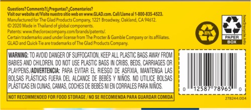 Glad® Febreze Fresh Clean Small Trash Quick-Tie® Bags Perspective: back
