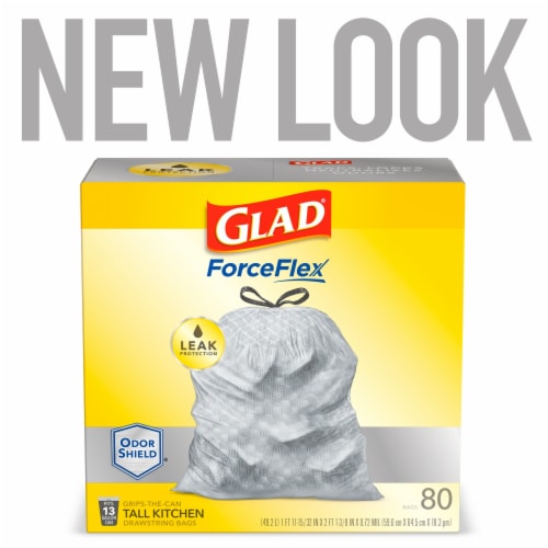 Glad ForceFlex Tall Kitchen Drawstring Trash Bags, 90 ct - Fry's Food Stores