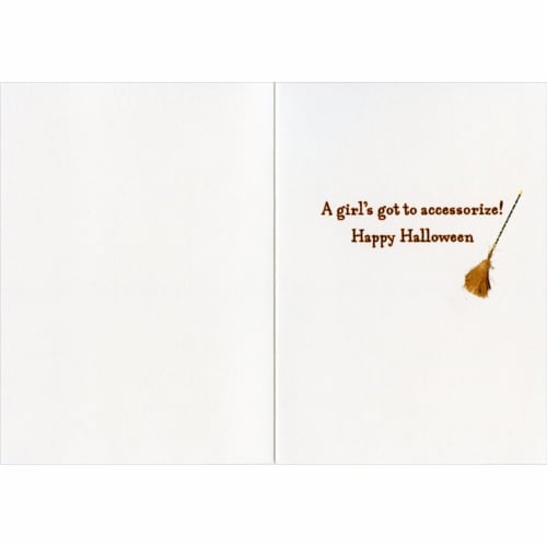 Avanti Little Witch Choosing A Broom Funny / Humorous Halloween Card Perspective: back