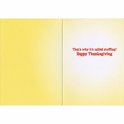 Avanti Fat Cat Asleep At Table Funny / Humorous Thanksgiving Card Perspective: back