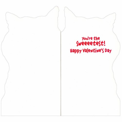 Avanti Cat With Heart Lollipop Little Big Funny Die Cut Valentine's Day Card Perspective: back