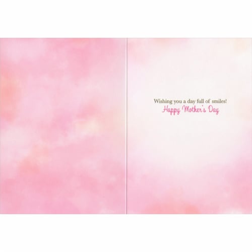 Avanti Smiling Cat with Purple Flowers Mother's Day Card Perspective: back